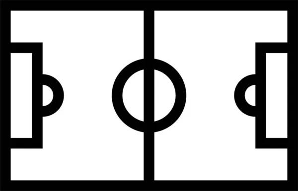 Campo Calcio Icona Del Terreno Stile Contorno — Vettoriale Stock