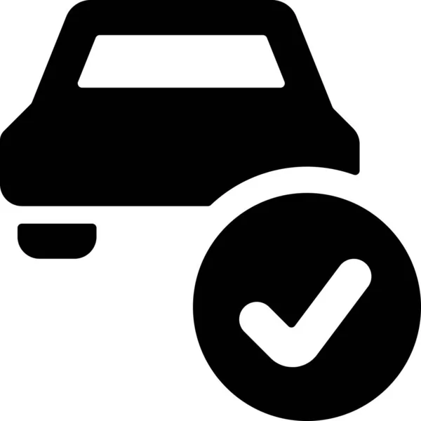 Acciones Coche Icono Verificación Estilo Sólido — Vector de stock