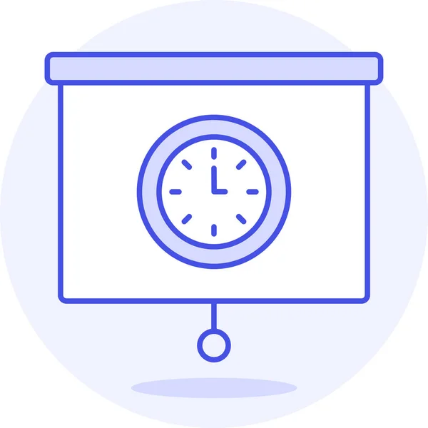 Icône Projecteur Présentation Horloge Dans Style Contour Rempli — Image vectorielle
