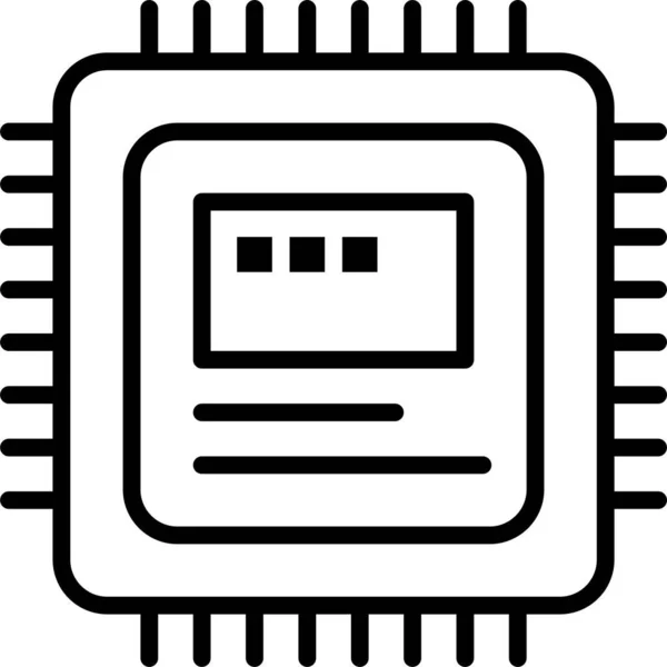 Computer Cpu Hardware Symbol Umrissstil — Stockvektor