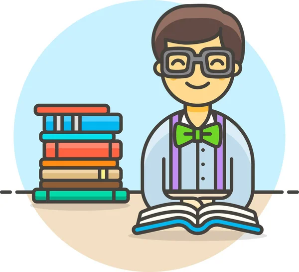 Βιβλία Βιβλιοφάγος Εκπαιδευτικό Εικονίδιο Στυλ Γεμάτο Περίγραμμα — Διανυσματικό Αρχείο