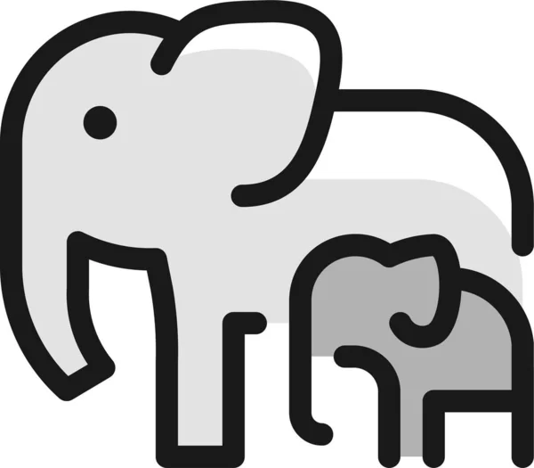 Elefante Madre Llena Contorno Icono Estilo Contorno Lleno — Vector de stock