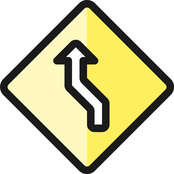 Pictogram Van Verkeerstekenkromme Gevulde Stijl — Stockvector