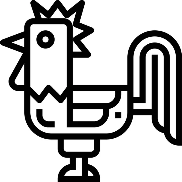 Animals Bird Chicken Icon Outline Style — Stock Vector