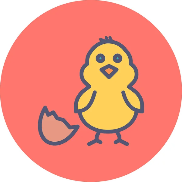 Икона Пасхального Цыплёнка Стиле Заполненного Контура — стоковый вектор