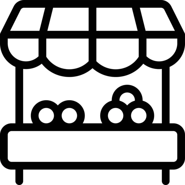 Εικονίδιο Αγοράς Κιόσκι Αγρότη Στυλ Περίγραμμα — Διανυσματικό Αρχείο