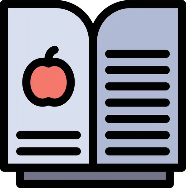 Icône Science Livre Pomme Dans Style Contour Rempli — Image vectorielle