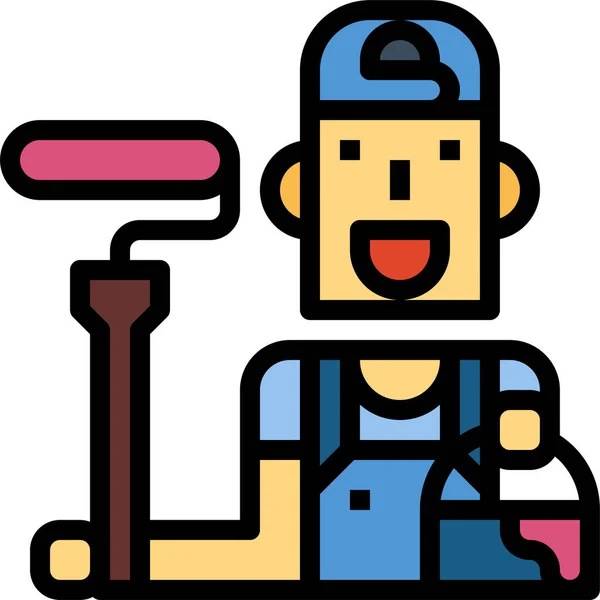 Icono Pincel Construcción Pintor — Vector de stock