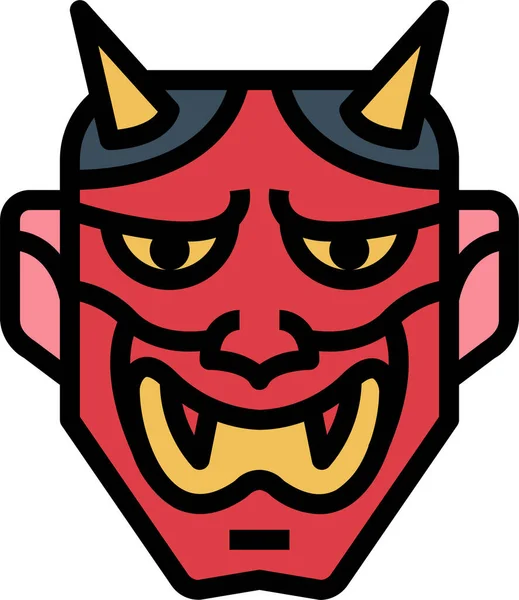 Cultures Diable Hannya Icône Dans Style Contour Rempli — Image vectorielle