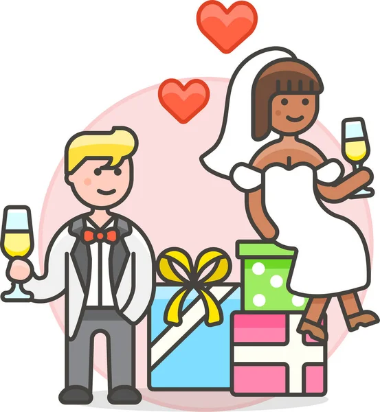 Regalo Novia Icono Matrimonio Categoría Amor Romance — Vector de stock