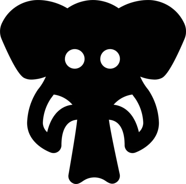 Elefante Cabeza Mamífero Icono Estilo Sólido — Vector de stock