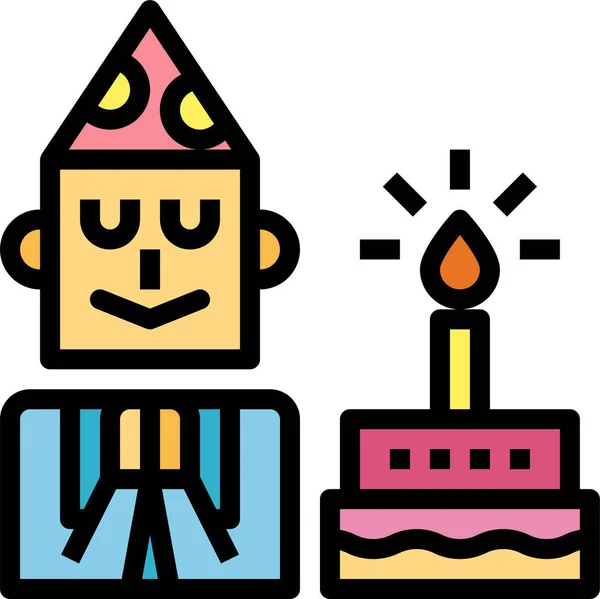 Icono Fiesta Entretenimiento Cumpleaños Estilo Contorno Lleno — Vector de stock