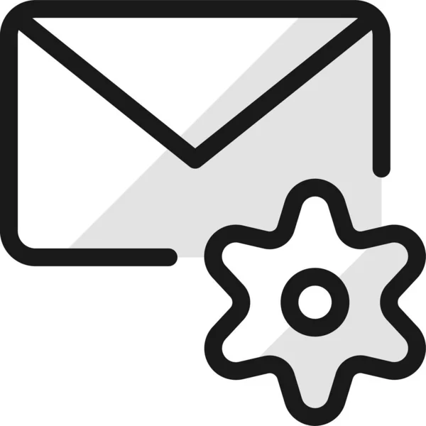 电子邮件操作设置图标在填充轮廓风格 — 图库矢量图片
