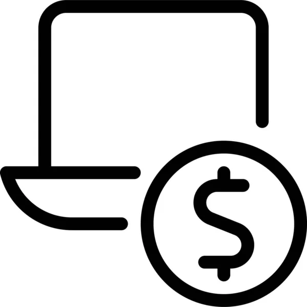 Icona Del Computer Cash Action Stile Contorno — Vettoriale Stock