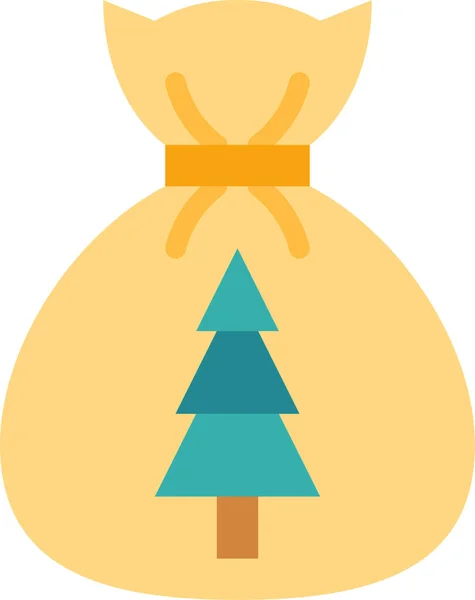 Bag Christmas Gift Icon Flat Style — Stock Vector