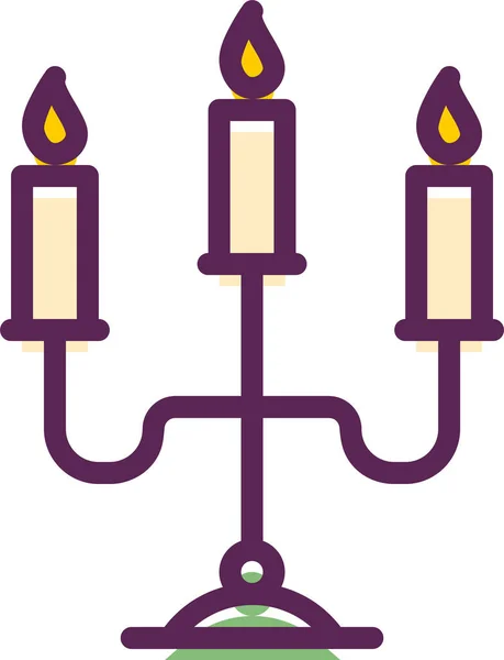 Candelabra Candle Christmas Icon Filled Outline Style — Stock Vector