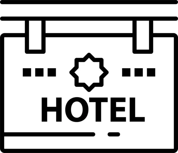 Tablero Hotel Ubicación Icono Estilo Esquema — Vector de stock