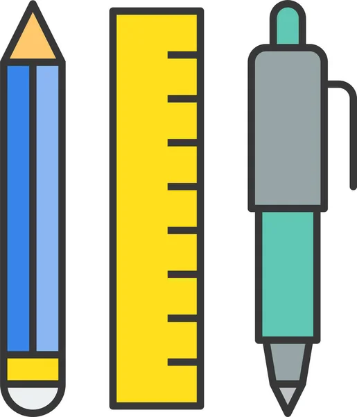 Éducation Stylo Crayon Icône Dans Style Contour Rempli — Image vectorielle