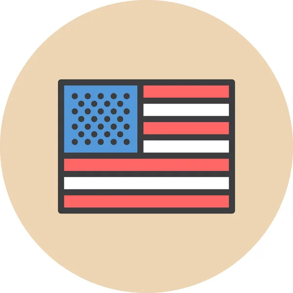 Amerikan Bayrağı Simgesi Doldurulmuş Ana Hatlarıyla — Stok Vektör