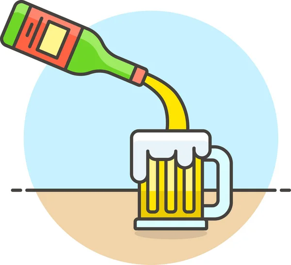 Ale Bar Cerveza Icono Estilo Contorno Lleno — Archivo Imágenes Vectoriales
