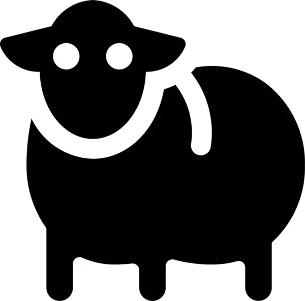 Bydło Owiec Ciało Ikona Stałym Stylu — Wektor stockowy