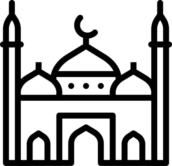 Icône Prière Mosquée Islam Dans Style Contour — Image vectorielle