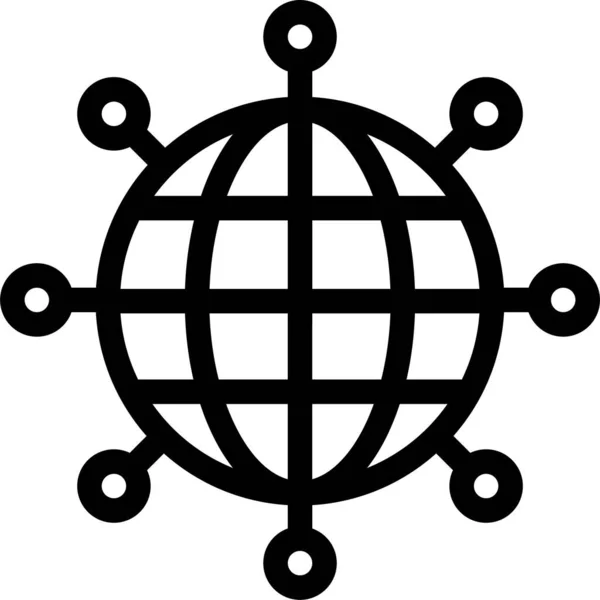 Глобальная Иконка Бизнес Связей Стиле Набросков — стоковый вектор