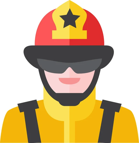 Bombero Icono Avatar Plano Estilo Plano — Archivo Imágenes Vectoriales