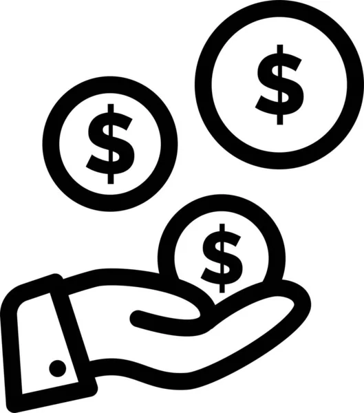 Dollar Fintech Hand Icon Outline Style — Stock Vector