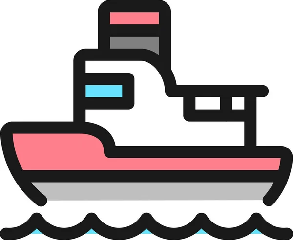 Icône Navire Transport Maritime Dans Style Contour Rempli — Image vectorielle