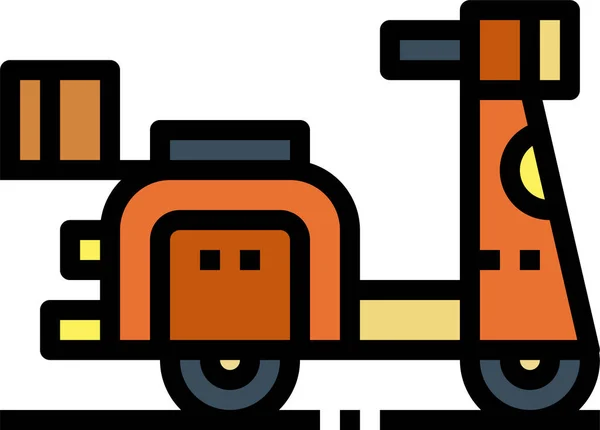 Icône Transport Scooter Moto Dans Style Contour Rempli — Image vectorielle