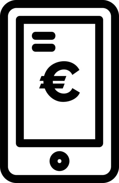 Иконка Мобильного Платежа Евро Стиле Абрис — стоковый вектор