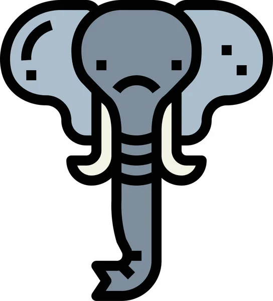 Animal Elefante Mamífero Icono Estilo Contorno Lleno — Vector de stock