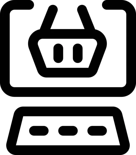 Icono Del Monitor Comercio Electrónico Estilo Esquema — Archivo Imágenes Vectoriales