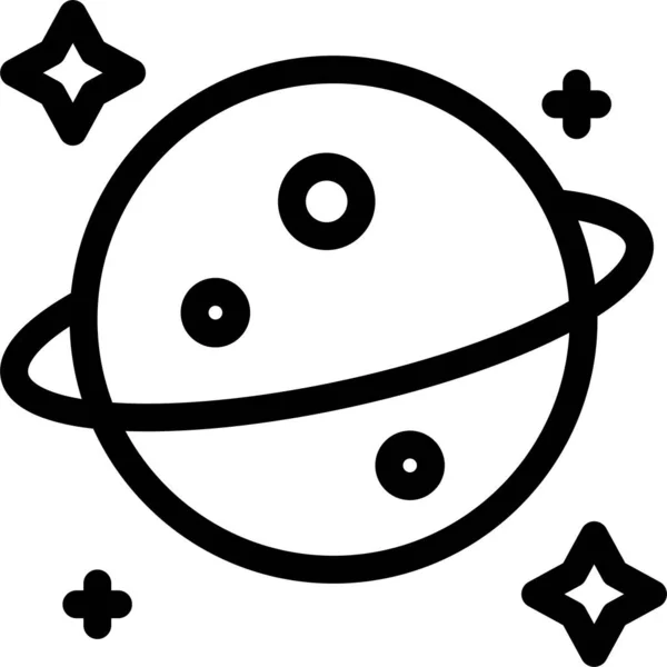 Planet Saturn Space Icon Umrissstil — Stockvektor