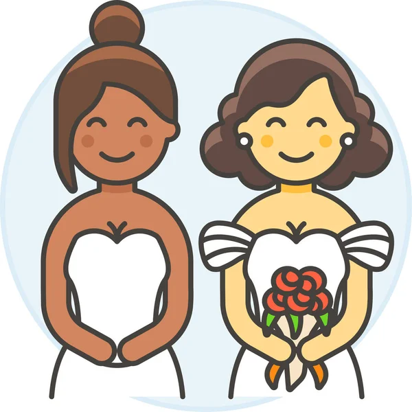 Cérémonie Bouquet Couple Icône — Image vectorielle
