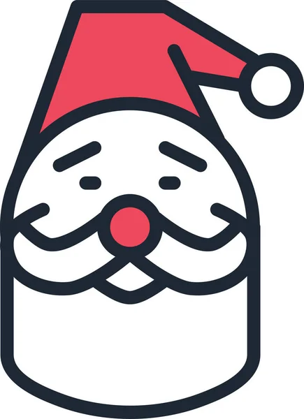 Gorra Barba Icono Navidad Estilo Contorno Lleno — Vector de stock