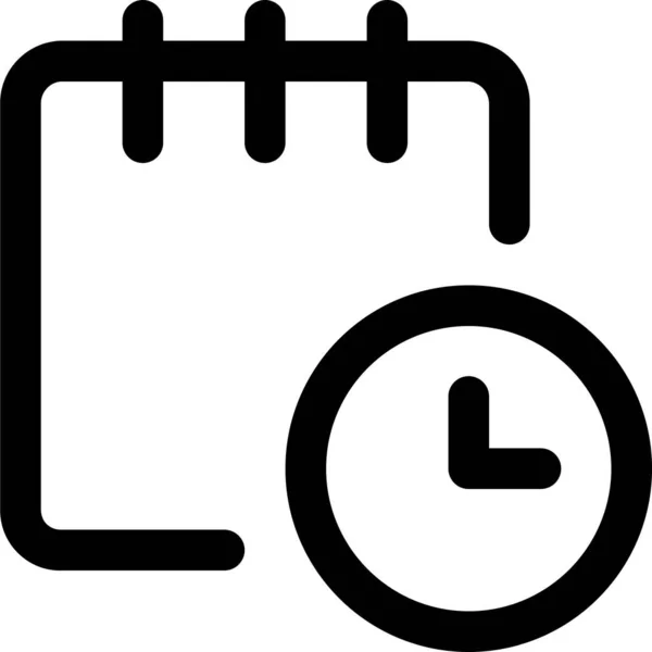 Note Icône Temps Horloge Dans Style Contour — Image vectorielle