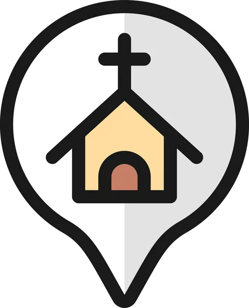 Style Church Pin Icon Filled Outline Style — Stock Vector