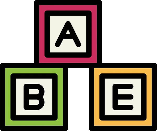 Alfabeto Bloqueia Cubos Ícone Categoria Bebês Crianças Infância — Vetor de Stock