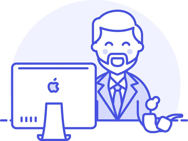 Jefe Medio Icono Escritorio Estilo Contorno Lleno — Archivo Imágenes Vectoriales