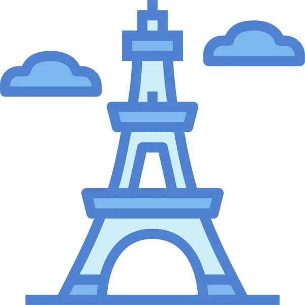 Icono Arquitectónico Eiffel Hito Estilo Contorno Lleno — Vector de stock