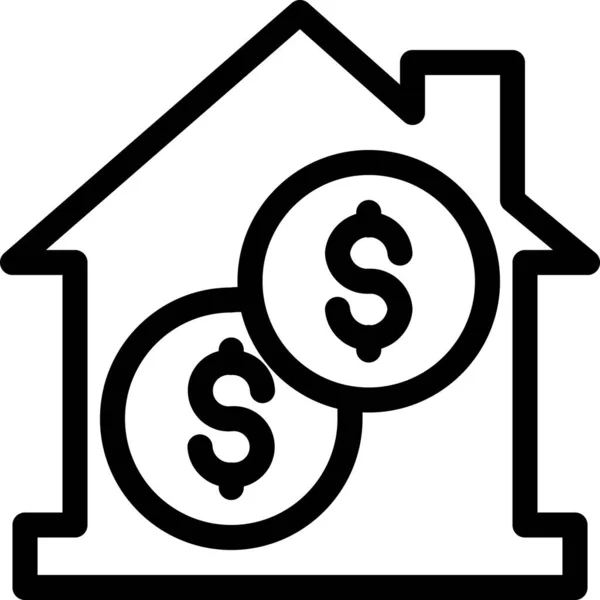 Home House Cash Icon Outline Style — Stock Vector