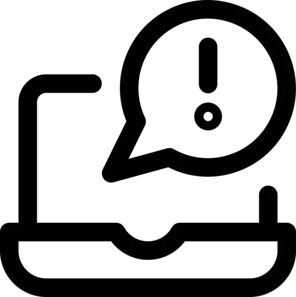 Message Alerte Icône Ordinateur Portable Dans Style Contour — Image vectorielle