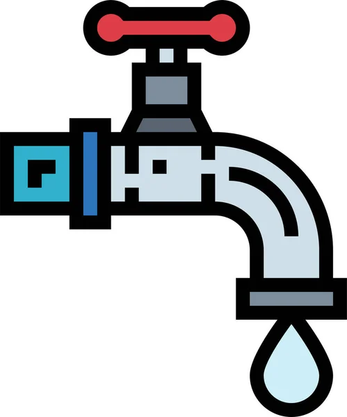 Droplet Faucet Tap Icon Filled Outline Style — Stock Vector