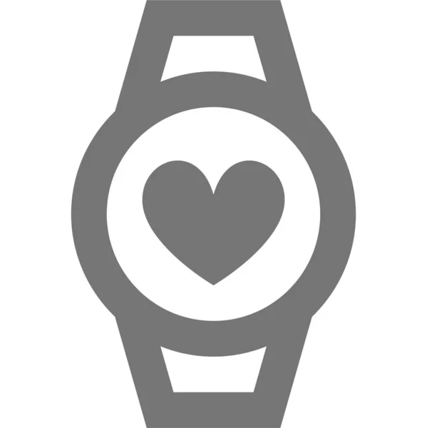 Círculo Corazón Icono Reloj Estilo Contorno — Vector de stock