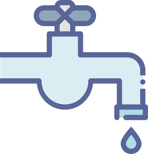 Kraan Pijp Kraan Pictogram Gevulde Outline Stijl — Stockvector