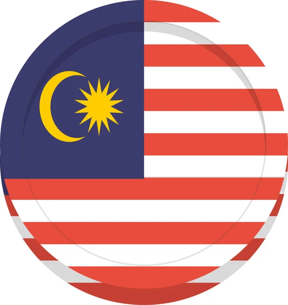 Ícone Bandeira País Malásia Estilo Plano —  Vetores de Stock
