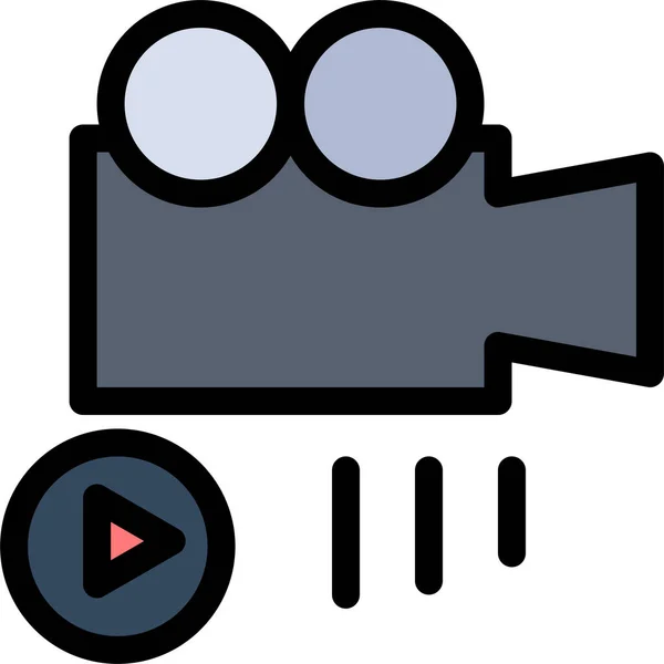 Εικονίδιο Βίντεο Φωτογραφικής Μηχανής Στυλ Πλήρους Περιγράμματος — Διανυσματικό Αρχείο