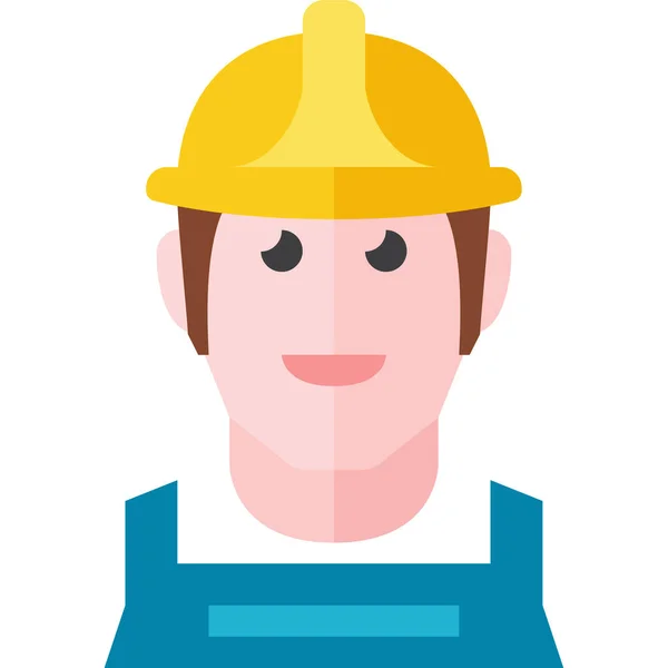 Construction Worker Flat Icon Flat Style — Stock Vector